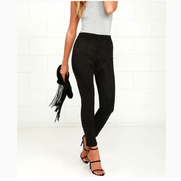 Zara Basic Black Suede Skinny Pants XS - Picture 1 of 9